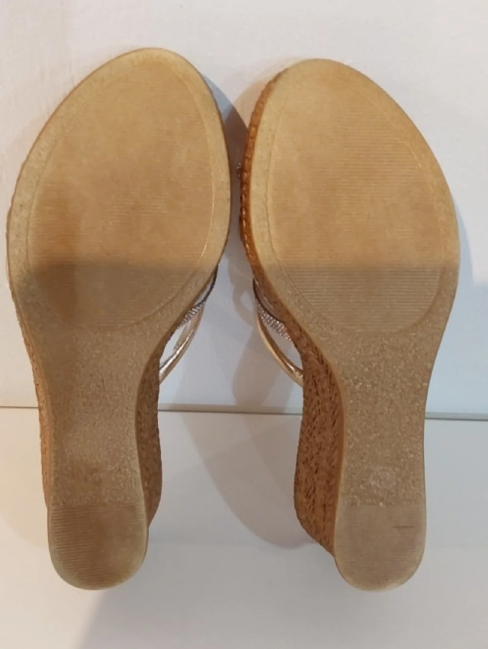 Fabio Maggenti|Wedge Slide Sandals in Metallic Gold/Silver Bling Slip On Sz.7.5